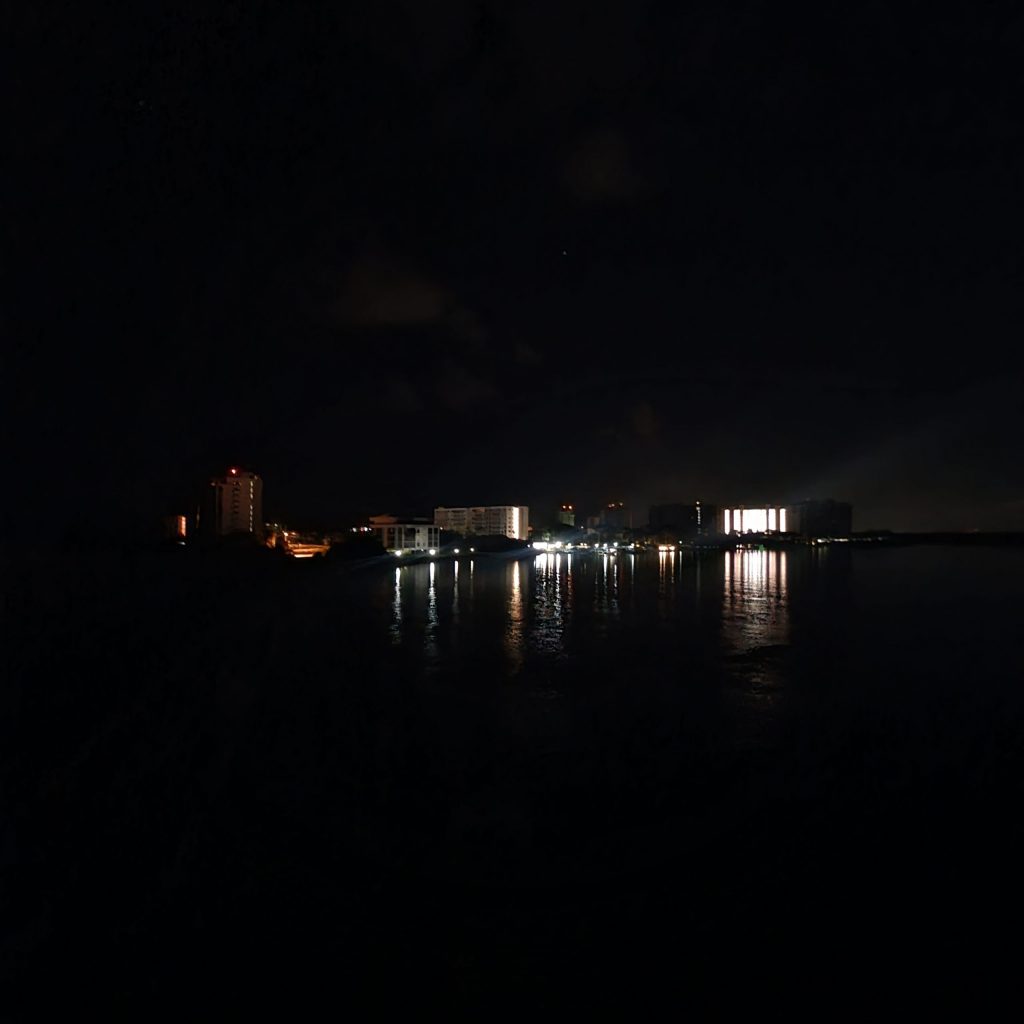 View of Fort Myers Beach and Estero Island at Night from the Big Carlos Pass Bridge