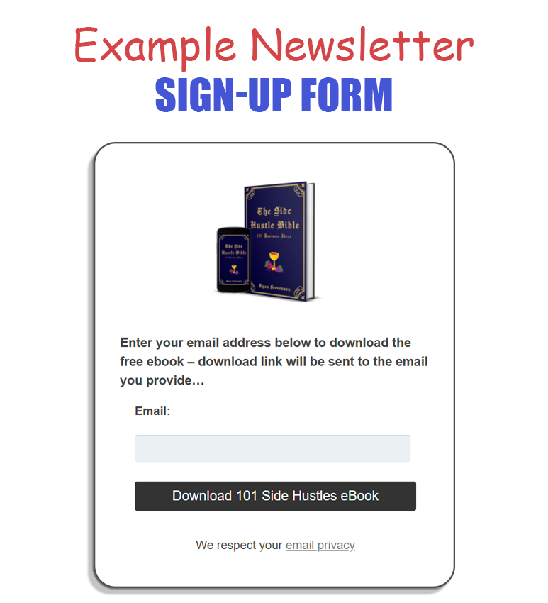 Example Email Newsletter List Sign-Up Form