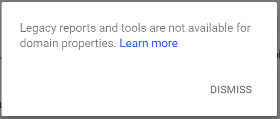 Legacy Report & Tools Not Available for Domain Properties