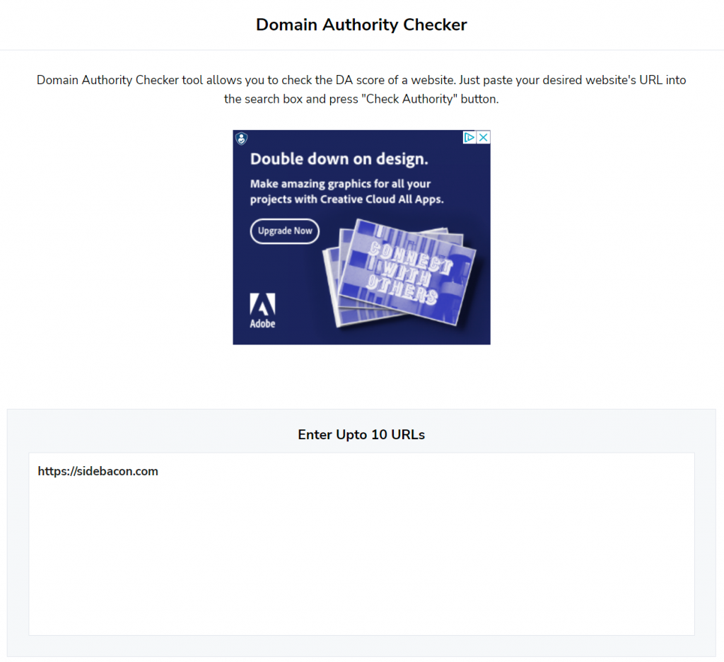 Small SEO Tools Domain Authority Checker