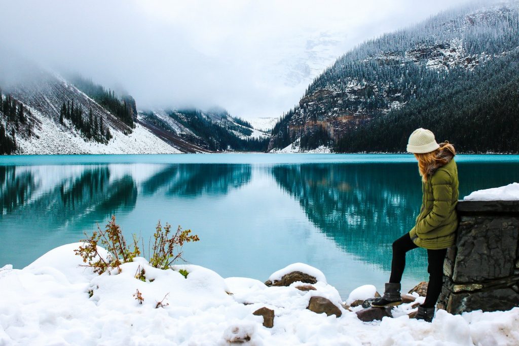 Woman at a Lake During the Winter Season