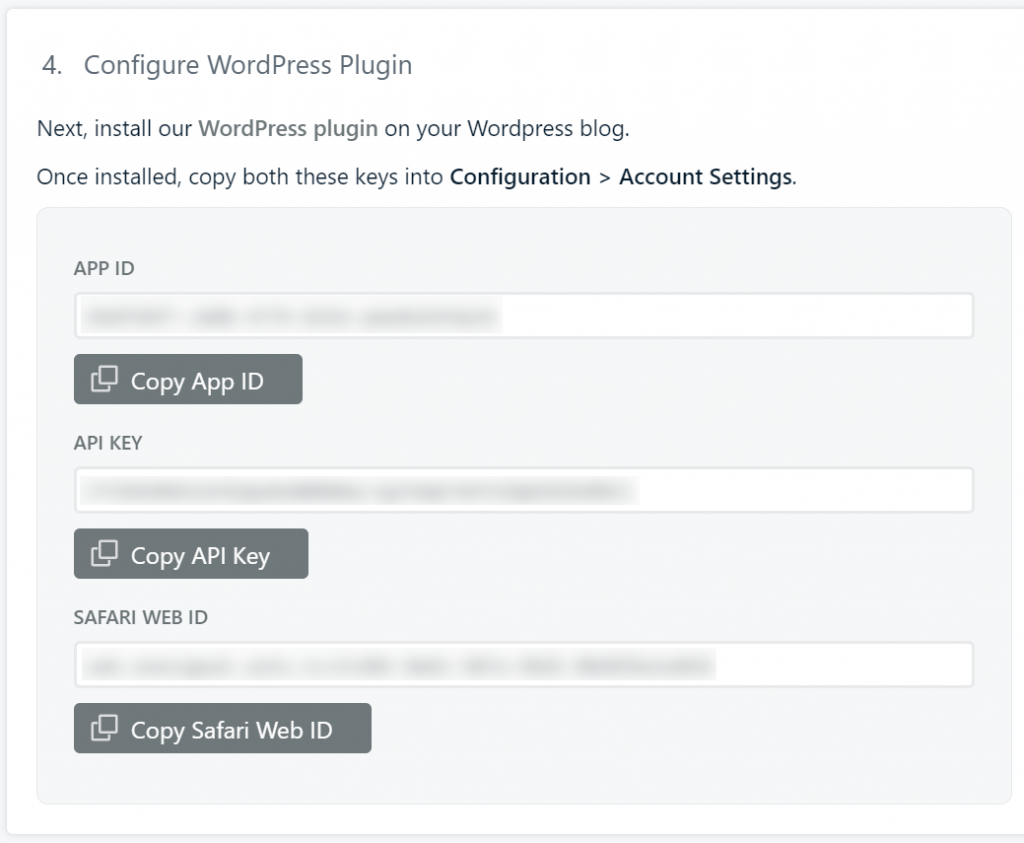 Configure Plugin with OneSignal API Settings