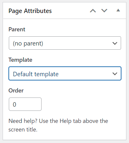 Page Attributes - Parent Page & Template