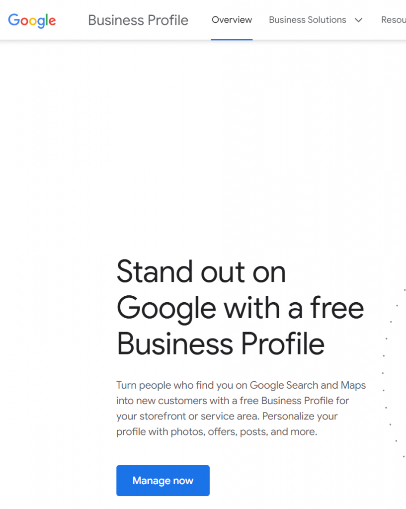 Sign up for a Free Profile on Google My Business
