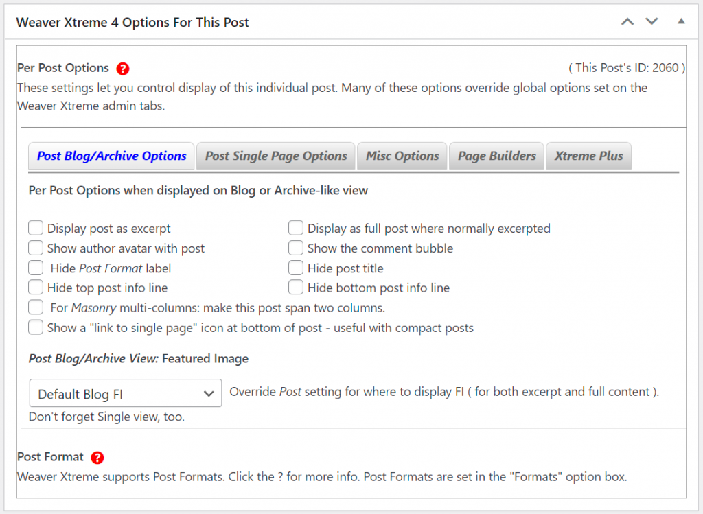 Options for WP Posts