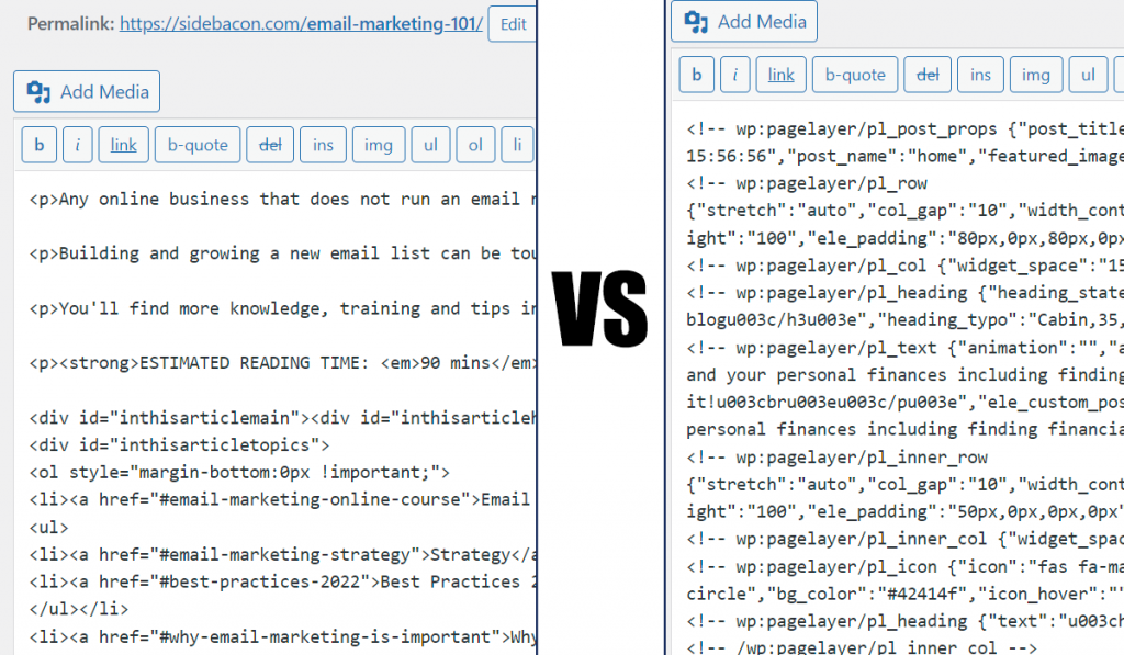WordPress Custom HTML vs Page Builder