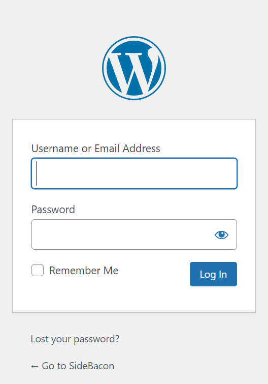 WordPress Admin Login Page