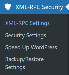 XML RPC Security Menu